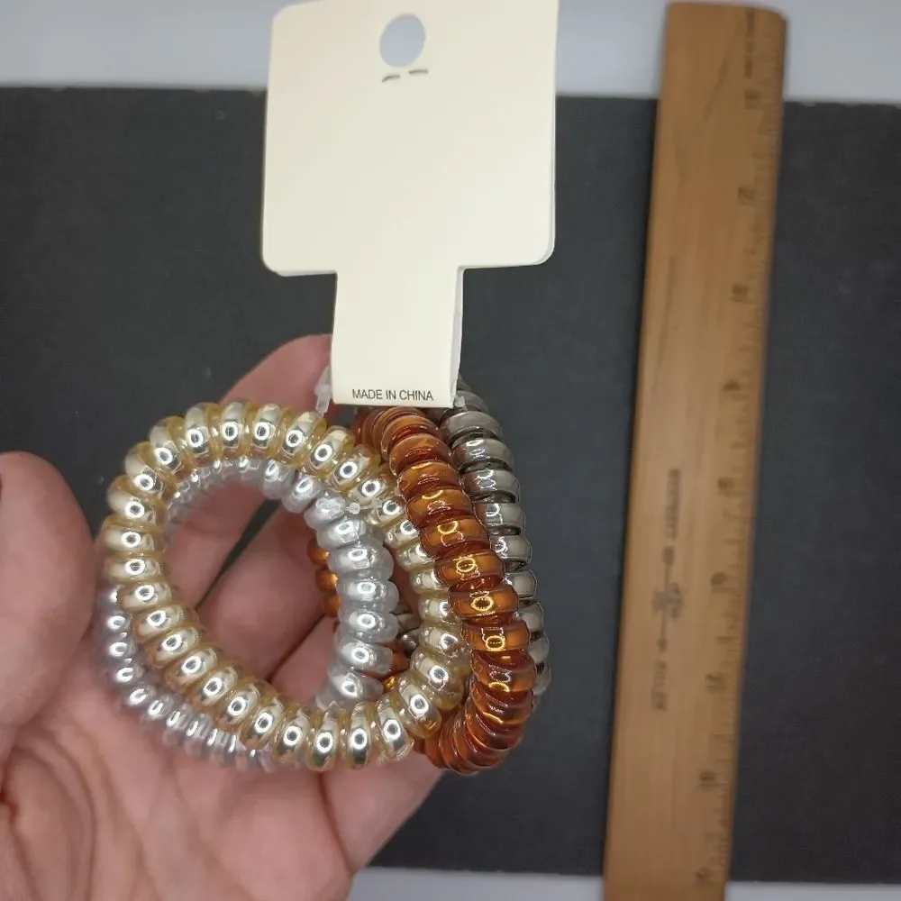METALLIC color Spiral coil hair tie bundle